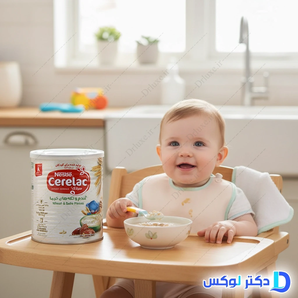 قیمت و خرید سرلاک گندم و تکه خرما همراه شیر نستله 400 گرم - دکتر لوکس